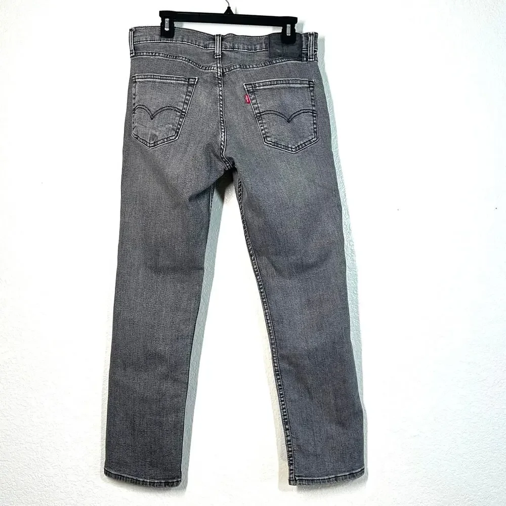 33/30 Levi's 511 Slim Fit grey denim jeans mid-rise  zip fly men's black wash